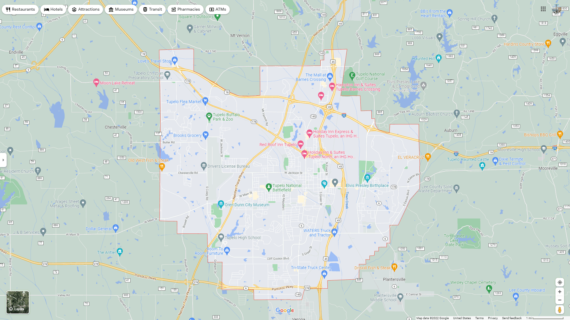 Tupelo map